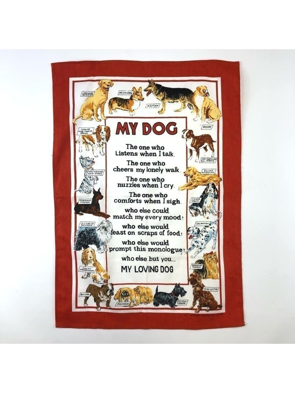 Dog breed Irish linen crisp NEW tea towel Dish Towel novelty